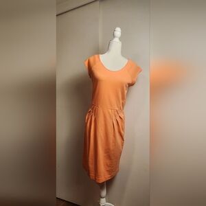 Banana Republic Orange Salmon Pink Pencil Career Cocktail Dress 8 EUC